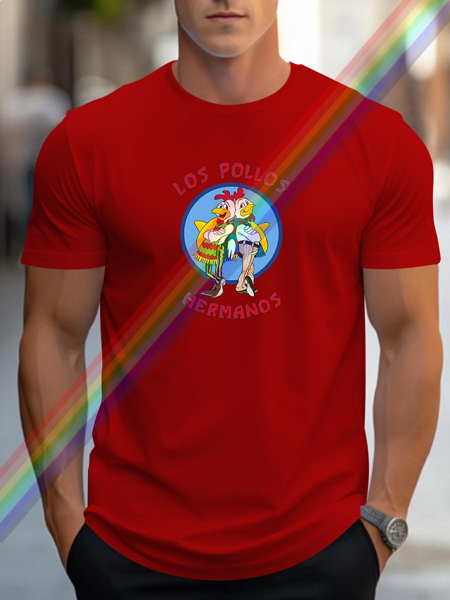 

2024 summer new men s Chicken Brothers fashion pattern letter printed T-shirt pure cotton round neck fashion leisure luxury high 4XL