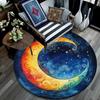 Crescent Moon Round Area Rug,Carpet Rug for Living Room Bedroom Sofa Playroom Decor,Non-slip Floor Mat