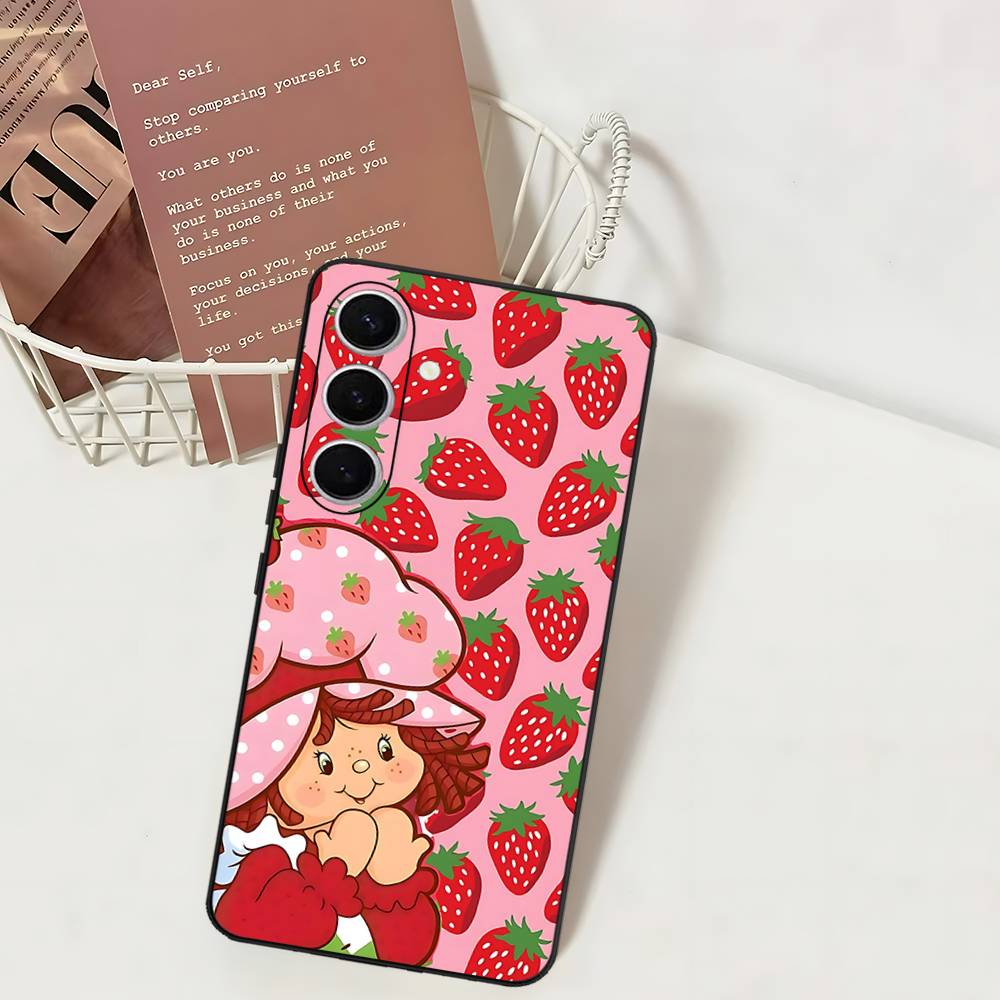 

Girl Pink Strawberry S-Shortcake Phone Case For Samsung S 24 Fe 25 Ultra Plus 20 Lite 21 30 22 23 24 22 Ultra 5G Fundas Samsung S24 ULTRA