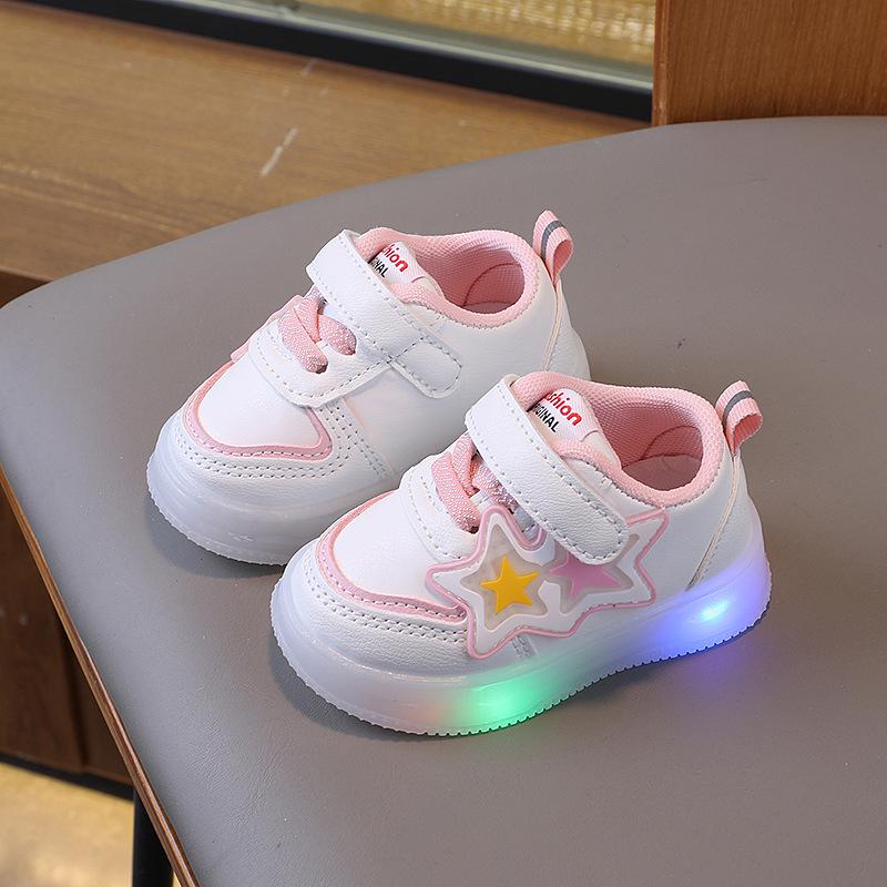 

Light-Up Baby Shoes: Non-Slip Soft Sole Sneakers for Infants & Toddlers (0-2 Years) - Boys & Girls, White, Spring/Autumn Size 16 - Inner Length 11.5CM