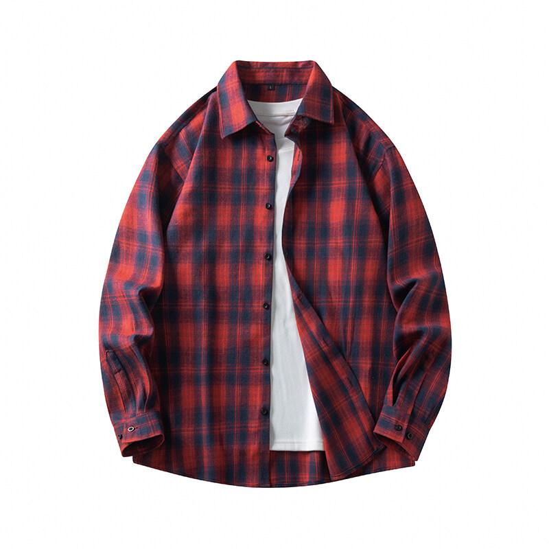 Fashion Spring and Autumn Mainly Promotes New Trendy Simple Contrasting Color Long-sleeved Plaid Neutral Shirt Jacket
