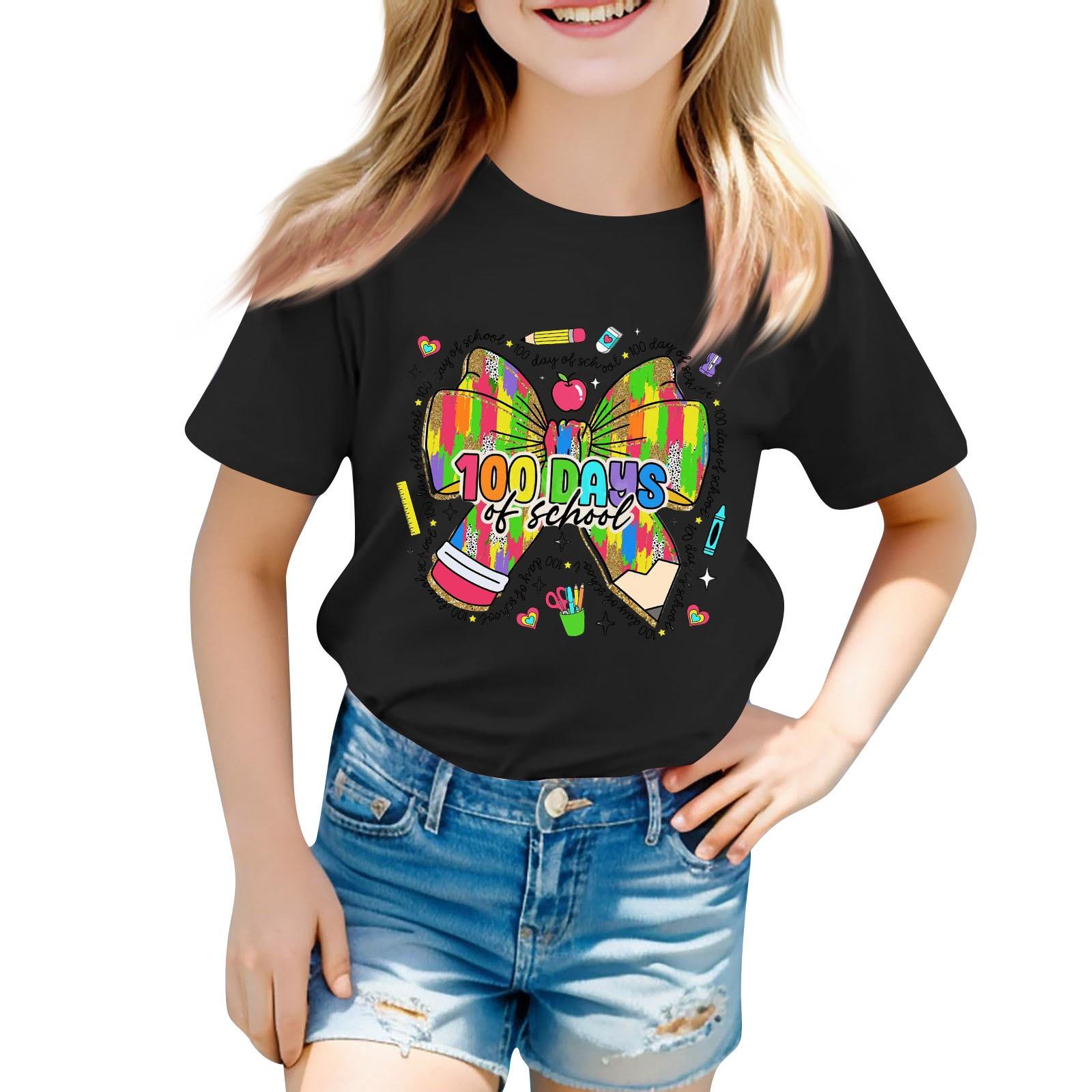 

Футболка 100 дней школы для детей, мальчиков и девочек, футболка 100-й день школы, детский сад, футболки, топы 130 чёрный