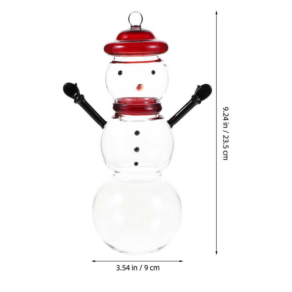 Snowman Candy Jar Glass Storage Container Lid Decorative Candy Can Christmas Party Decor Cute Snowman Sugar Container Holiday