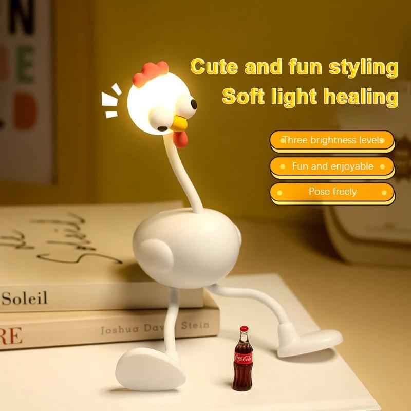 Mini Chicken Night Light Adjusting Table Lamp Portable Reading Light Easy Fixed Octopus Tentacles Desktop Fun Pieces Toy Lamp