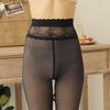 High Waist Gray Lace Pantyhose - Sheer, Waist-Supportive Leggings for Spring, Autumn, and Winter