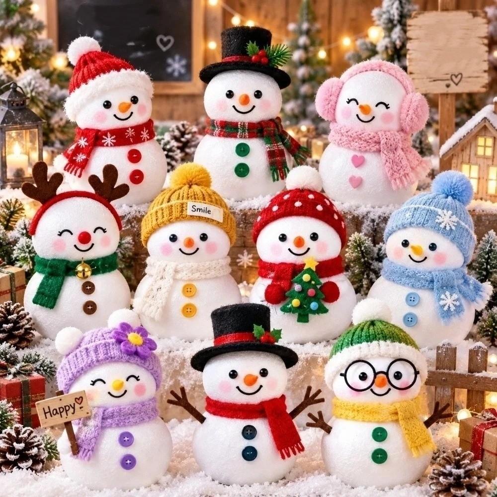 10 pcs Handmade DIY Painting Snowman Styrofoam Snowman Foam Models Holiday Party Favor