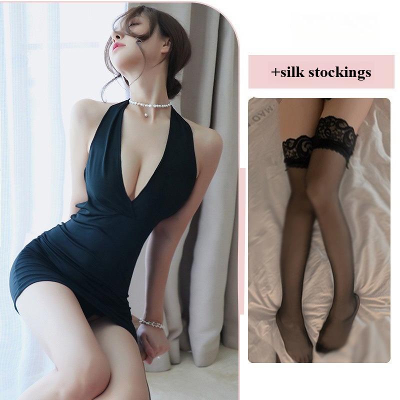 Easy Access Bodycon Mini Sleepdress Seductive Lingerie with Removable Uniform Style for Women Bedtime Seduction Playful Outfit