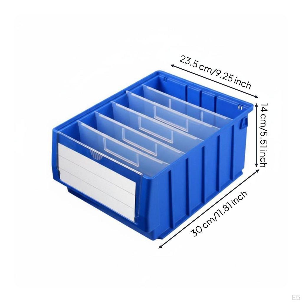 1 Large Rectangular Parts Box, Plastic Storage Bin, Stackable commercial Divider Case for Tools &