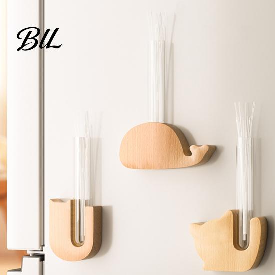 Glass Test Tube Planter Fridge Magnet Vase Clear with Wooden Base Non-drill Magnetic Mini for Flowers Herbs Refrigerator Kitchen Decor Decoration