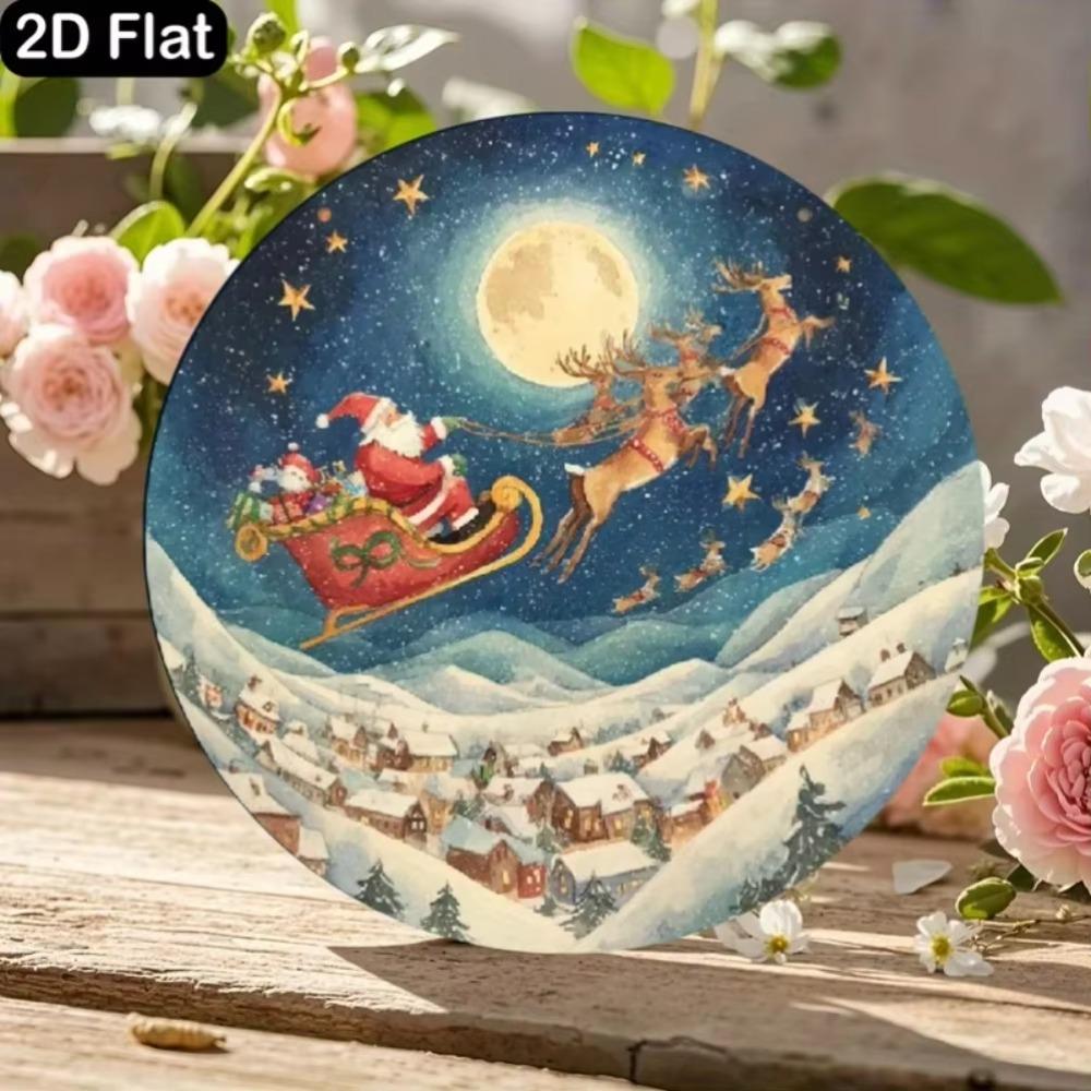 

Flat 2D Metal Art Sign 12x12 Inch Santa Claus Reindeer Christmas Holiday Porch Door Wall Decor 40x30cm фіолетовий