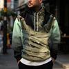 Men's Hooded Halloween Print Pullover Sweatshirt for Casual Costume and Holiday Festivities