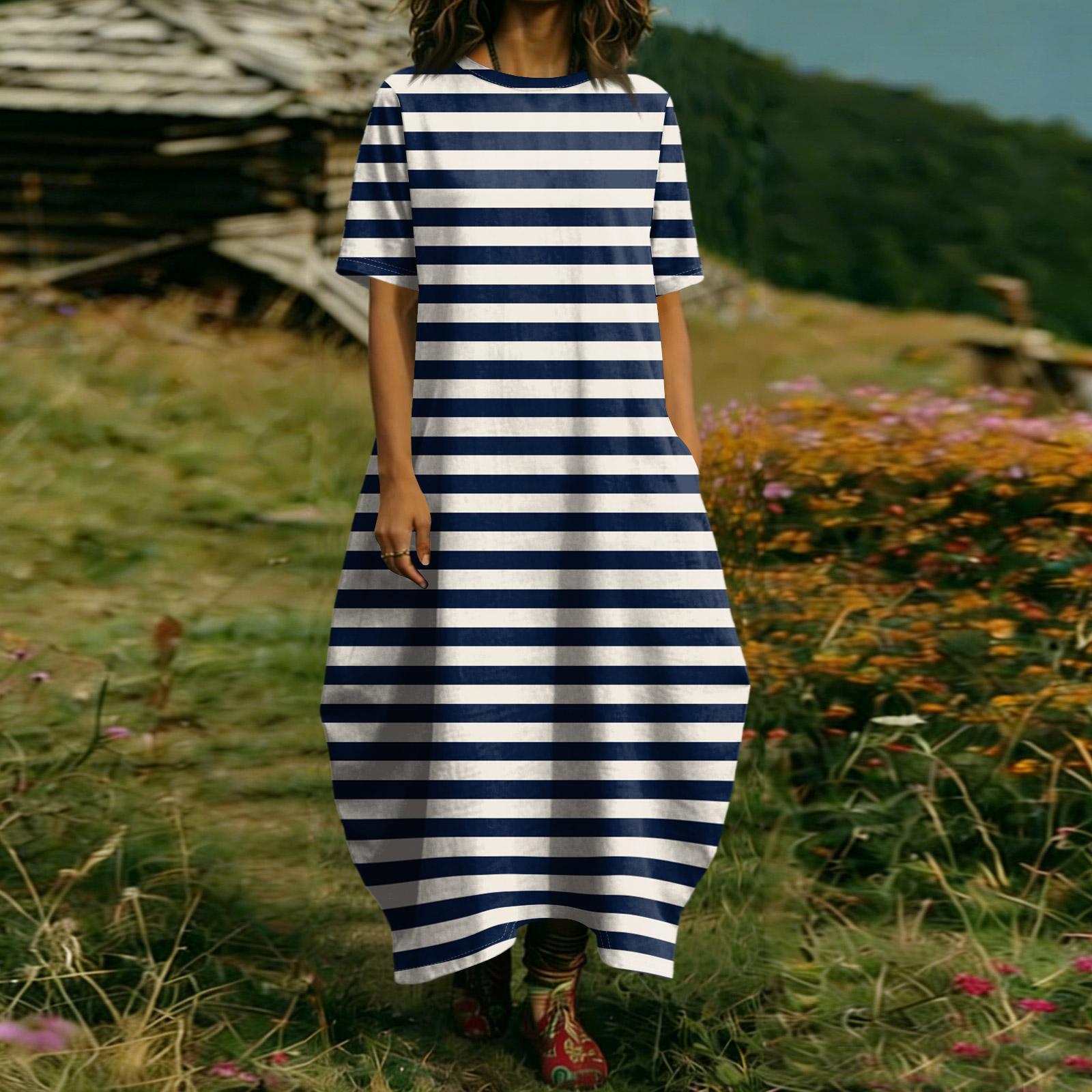 

Жіноча Модна Кольорова Сукня З Коротким Рукавом З Кишенею M