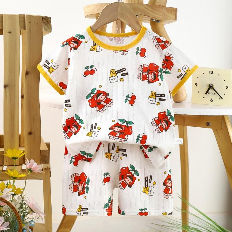 2pcs/set Cotton Children Sets Kids Clothes Boys Girls T-shirt Shorts  Summer Short Sleeve Baby Clothing Toddler