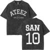Limitiertes Koreanisches Kpop ATEEZ Gewaschenes Vintage T-Shirt Welttournee Towards The Light Will To Power T-Shirt Herren Damen Baumwoll-T-Shirt