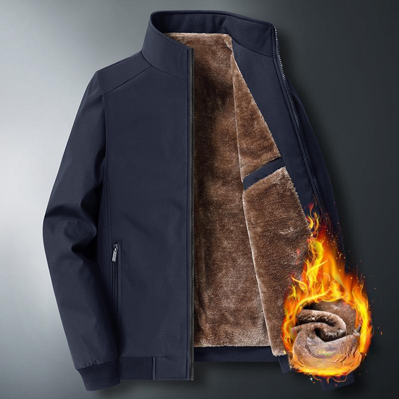 Jacket Cotton Thickened Thermal Stand-up Collar Top Dad Large Size Casual Cotton-padded Clothes