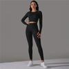 Knit Seamless Long Sleeve Yoga Set High Waist Sports Pants Exercise Running Suit Fitness Clothing