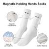 1/2Pair Fashion Socks for Adult Funny Magnetic Hand in Hand Black White  Mid-Tube Socks Cartoon Couple Socks Holiday Party Gifts