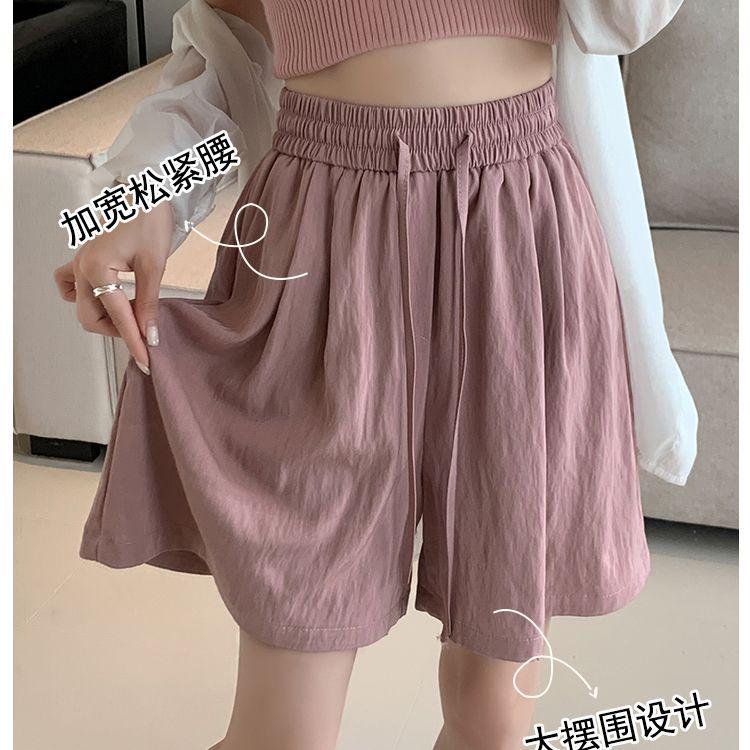 

Women s High Waist Quick-Dry Ice Silk Shorts - Loose, Cool, Wide-Leg, Plus Size Summer Pants 2XL чорний