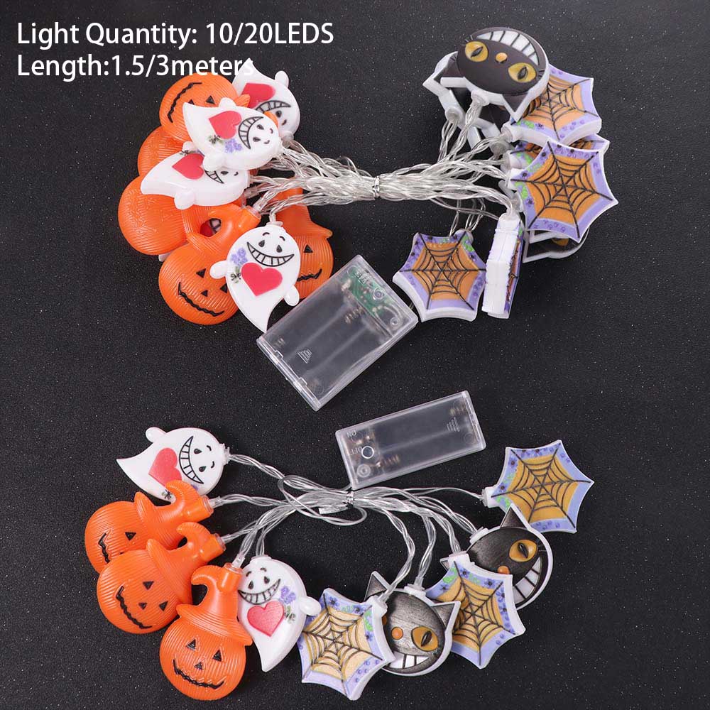 Pumpkin Ghost Lamp String 10/20Lights Halloween Party Props Atmosphere Lamp Light  Haunted House