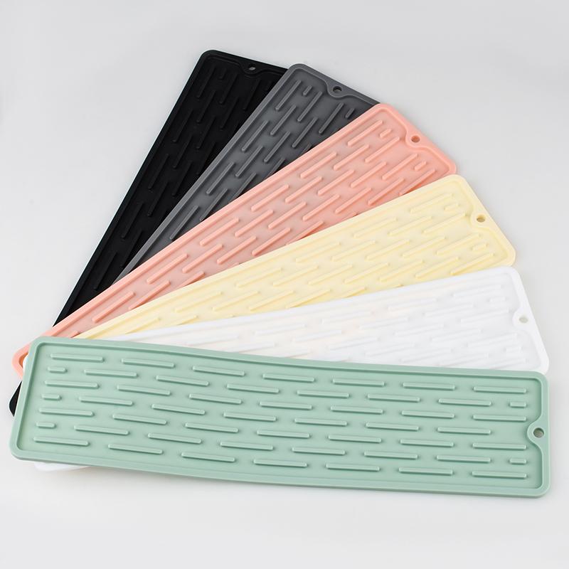 Kitchen Silicone Long Drain Faucet Mat Drip Protection Pads Faucet Water Catcher Mat Sink Drain Pad Non-Slip Bathroom Gadget