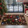2D Flat Printed Farmhouse Style Christmas Front Door Mat, Winter Holiday Entryway Rug - Machine Washable Festive Floor Carpet, Christmas Ornament Ball