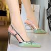 Bow, Thin Heel, High-heeled Shoes with Feminine Temperament, Empty Back Strap, Women's Single Shoes