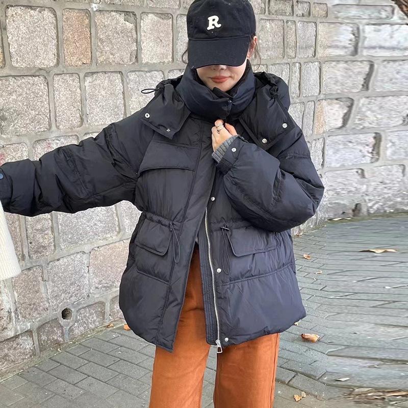 

Waist down jacket women s short 2025 winter new fashion hooded thickened and thin warm tooling jacket M