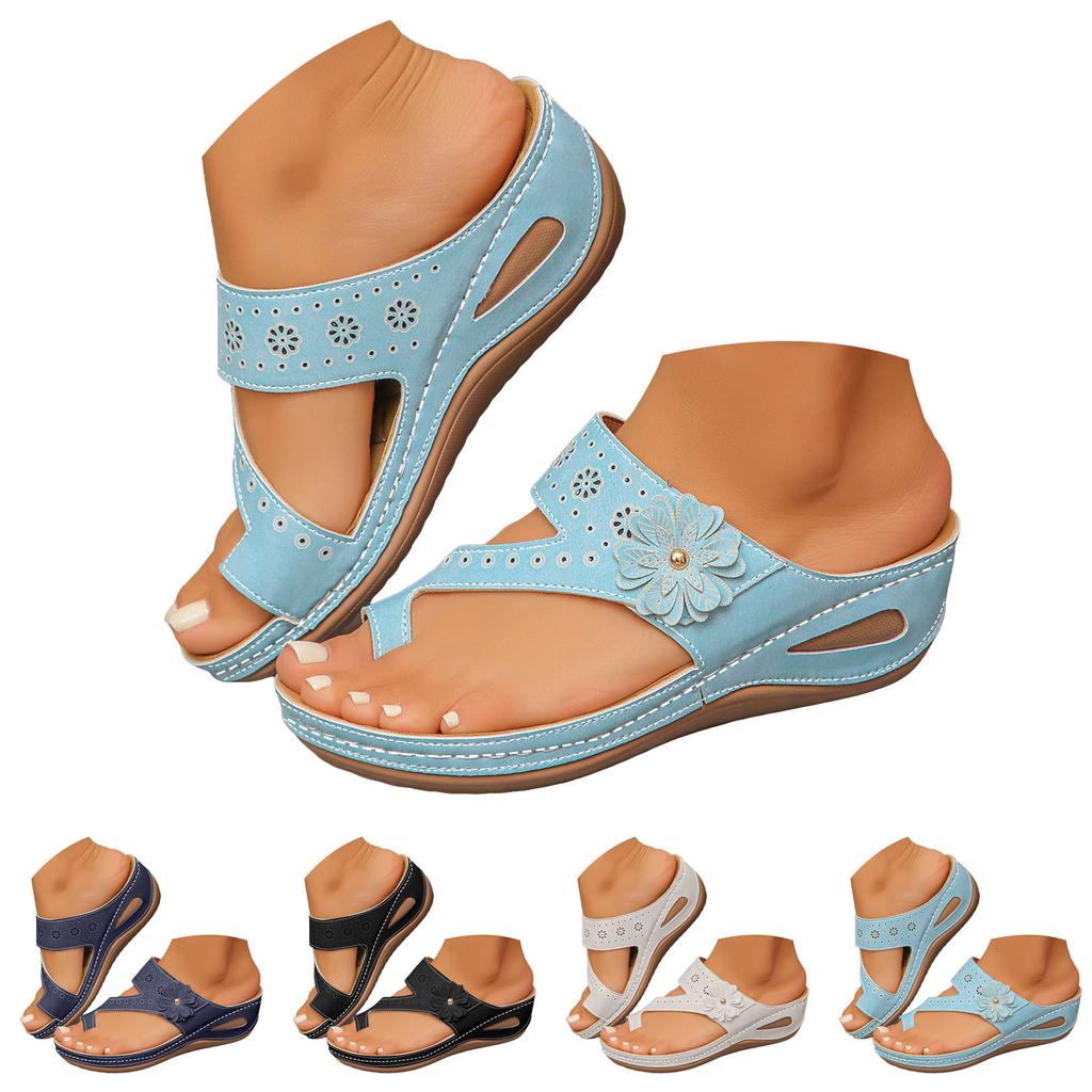 Women'S Platform Wedge Flip Flops Stylish And Casual Slip Floral Dressy Wedge Sandals For Women Earth Runners Women Sandals