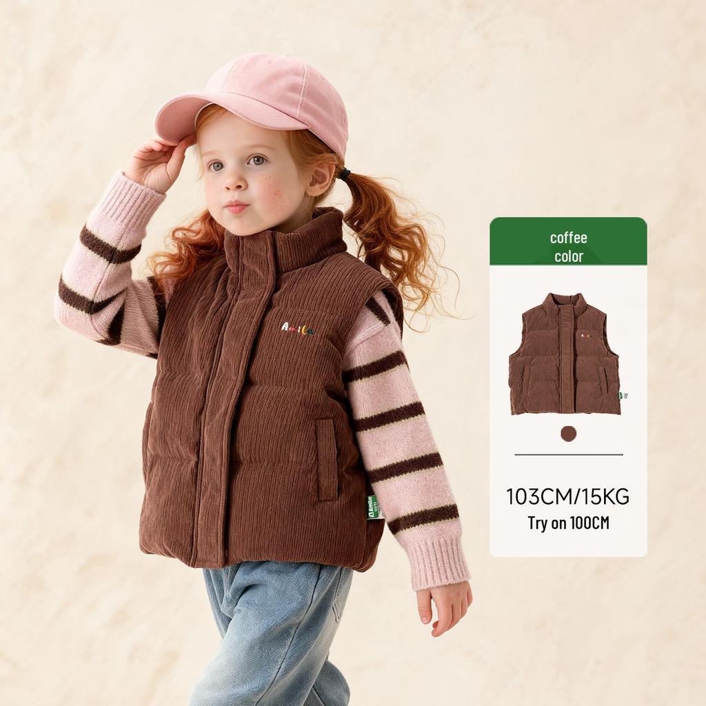 2025 Winter Kids' Thickened Corduroy Down Vest - Versatile and Warm for Boys and Girls