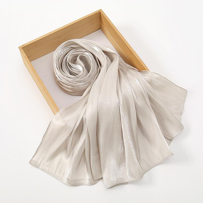 Premium Shimmer Silk Satin Hijab Scarf Women Luxury Solid Color Plain Hijab Shiny Shawl Silk Feeling Stain Wraps Shiny Stoles