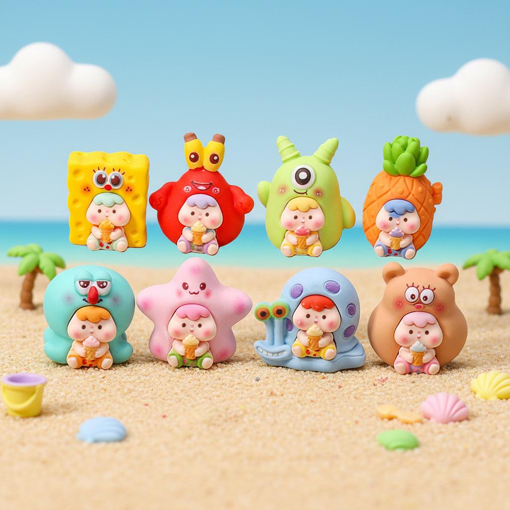 6 stk/sett Hav Babydukke Cos Spongebob Firkantbukse Anime Figurer Leketøy Samleobjekt Modell Dukke Gave til Fans