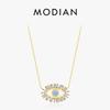 MODIAN 925 Silver Exquisite Zirconia Eye Pendant Necklace Prong Setting CZ For Women Adjustable Link Chain Fine Jewelry