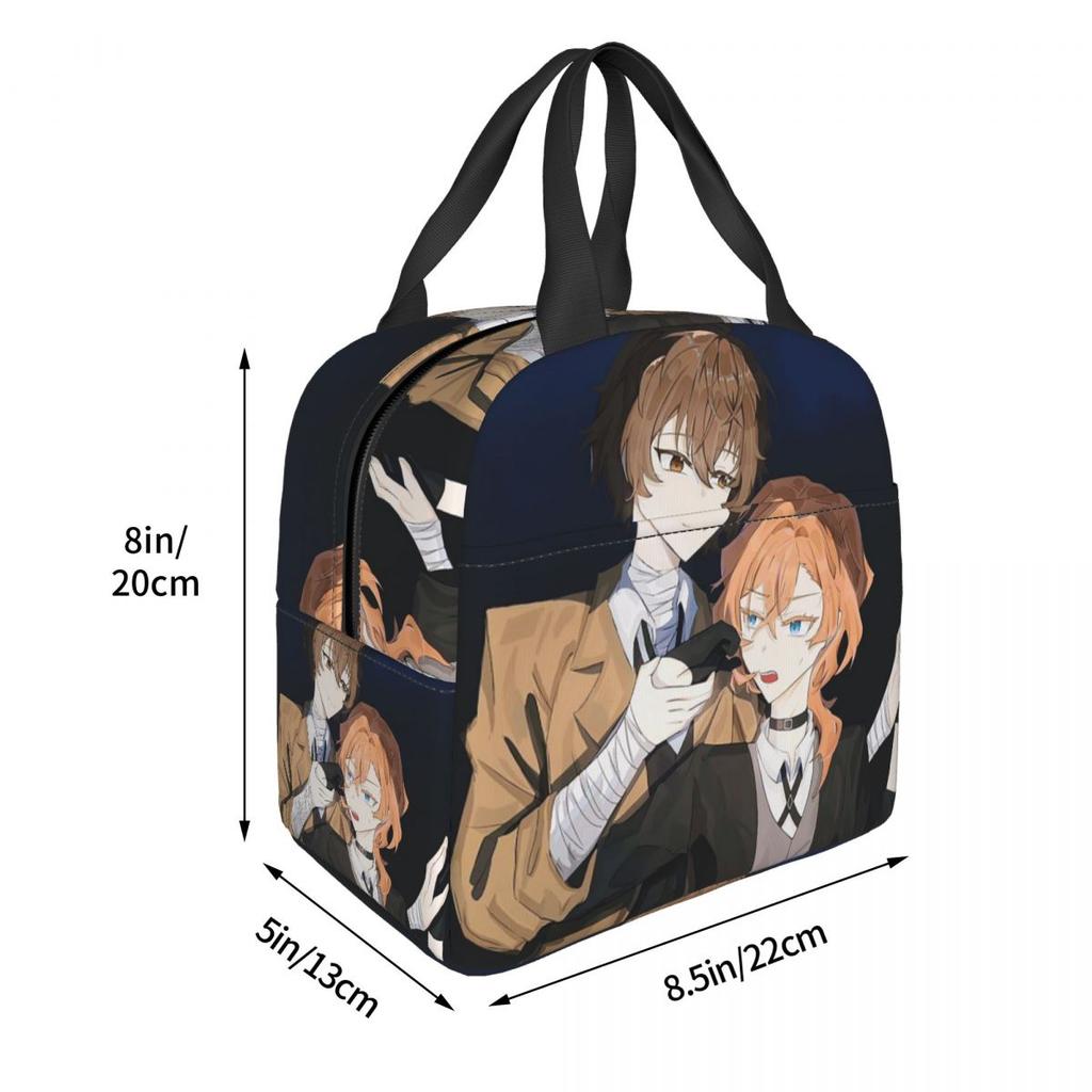 Bungou Stray Dogs Wan Anime Dazai i Chuuya Izolowana Torba na Lunch dla Dzieci Szkolny Cooler Termiczne Pudełko na Jedzenie Torba Lunchowa