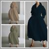 New Cotton Linen Elastic High Waist Slimming College Style Cardigan Dress