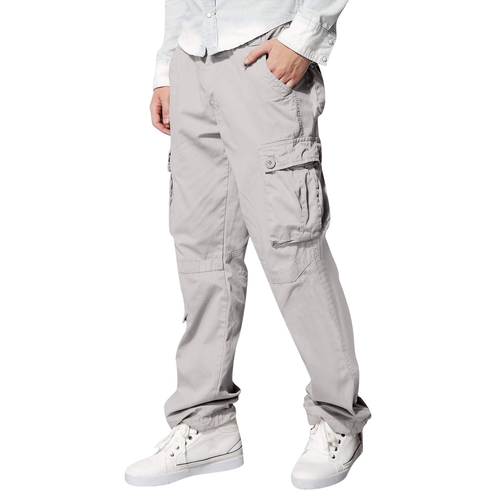 

Men s Multi-Pocket Casual Cargo Pants for Outdoor Activities M светло-серый