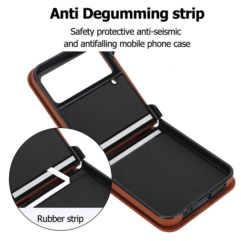 Lanyard Cards Solt Leather Wallet Case For Samsung Galaxy Z Flip 6 5 4 3 5G Flip5 Flip6 Purse Bag Crossbody Strap Pocket Cover