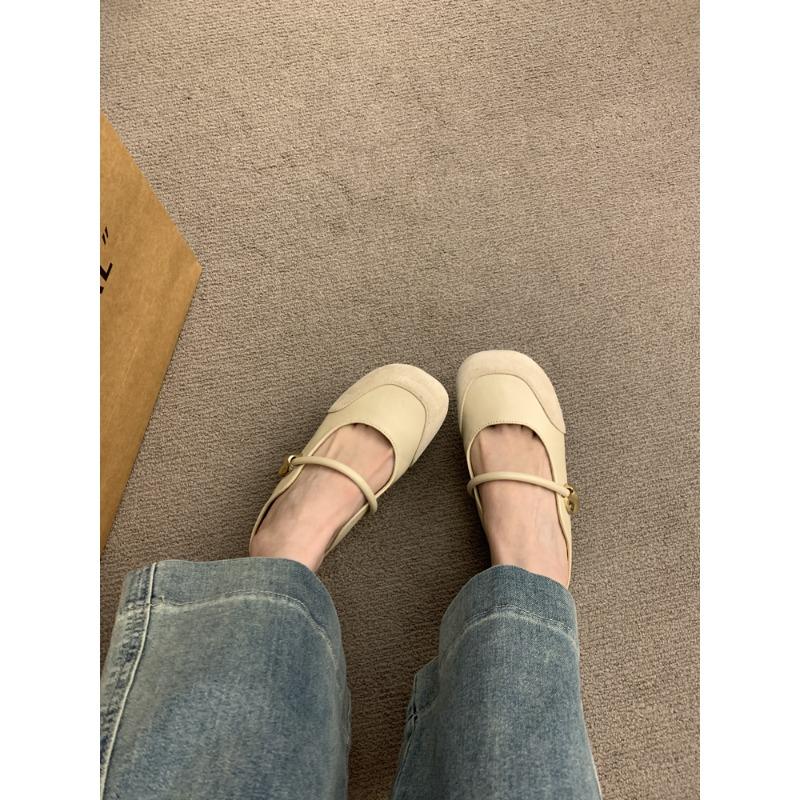 Inner height increase Mary Jane bag head half slippers women s summer outer wear new round head shallow mouth versatile sandals 40