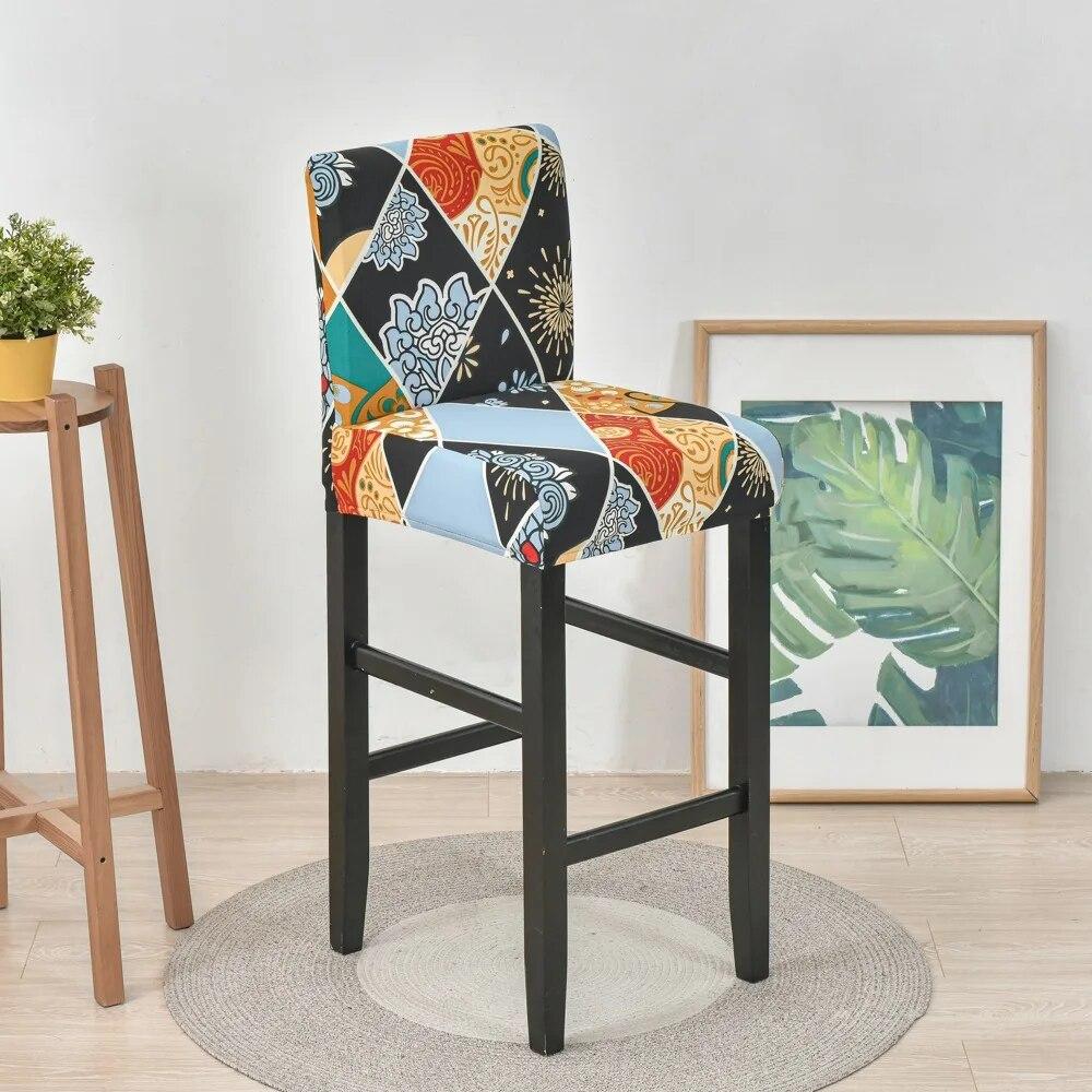 Elastic Bar Stool Chair Cover Home Dining Room Bar Seat Cover Geometric Style Restaurant Hotel Decor Washable Easy Cover