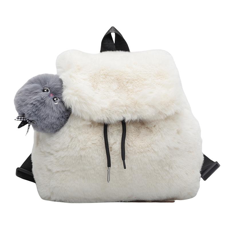 Soft and Fluffy Plush Women's Casual Street Backpack Autumn and Winter New Student Schoolbag Travel Backpack