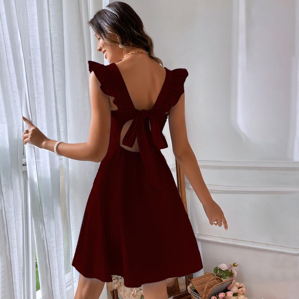 2024 Cross-Border European & American Women's Pastoral Style Suspender Dress: Short, Sweet, Versatile for Commute, Vacation, or Beach.