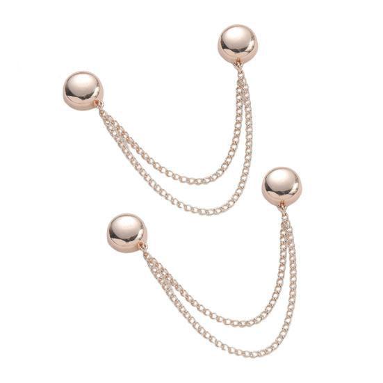 2Pcs Multi-Function Magnetic Clothing Clip with Chain Multi-Purpose Pinless Metal Buttons Clip Clothes Scarf Trouser Legs Cuff Fixing Magnet Pin