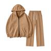 Tuta sportiva da donna a due pezzi, Felpa con cappuccio e cerniera doppia e Pantaloni jogger, -Abbigliamento da casa caldo gratuito