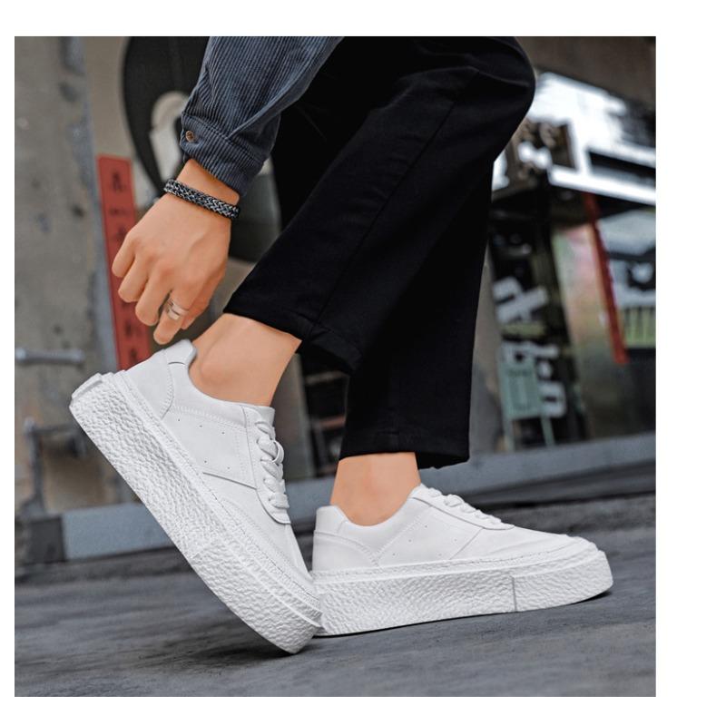 New Summer Thick Sole Skate Shoes, Trendy Elevated Casual Bread Shoes, Breathable Platform White Sneakers