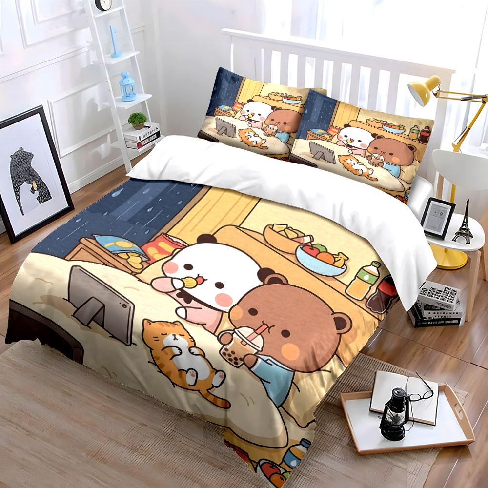 "Cozy cartoon companions delight" Bedding sets Duvet covers Pillowcases(1* Duvet Cover 2* Pillowcases without duvet insert)
