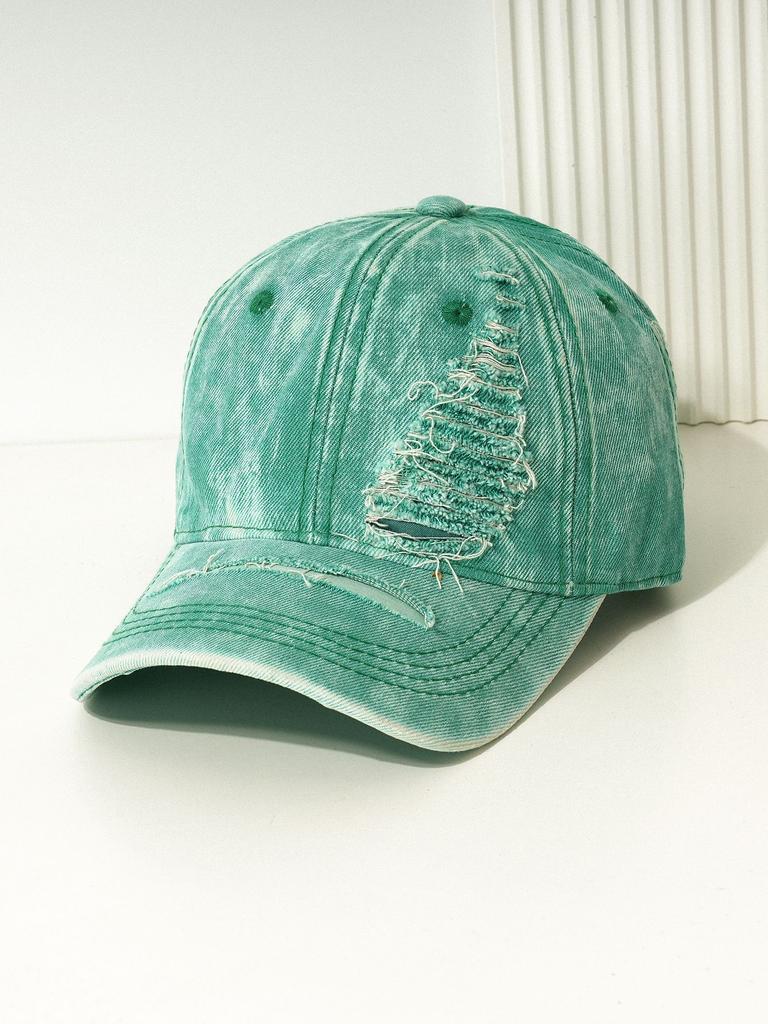 New Men's and Women's Couples Personalized Ripped Baseball Cap Washed Denim Curved Brim Duck Tongue Sun Hat Outdoor Travel