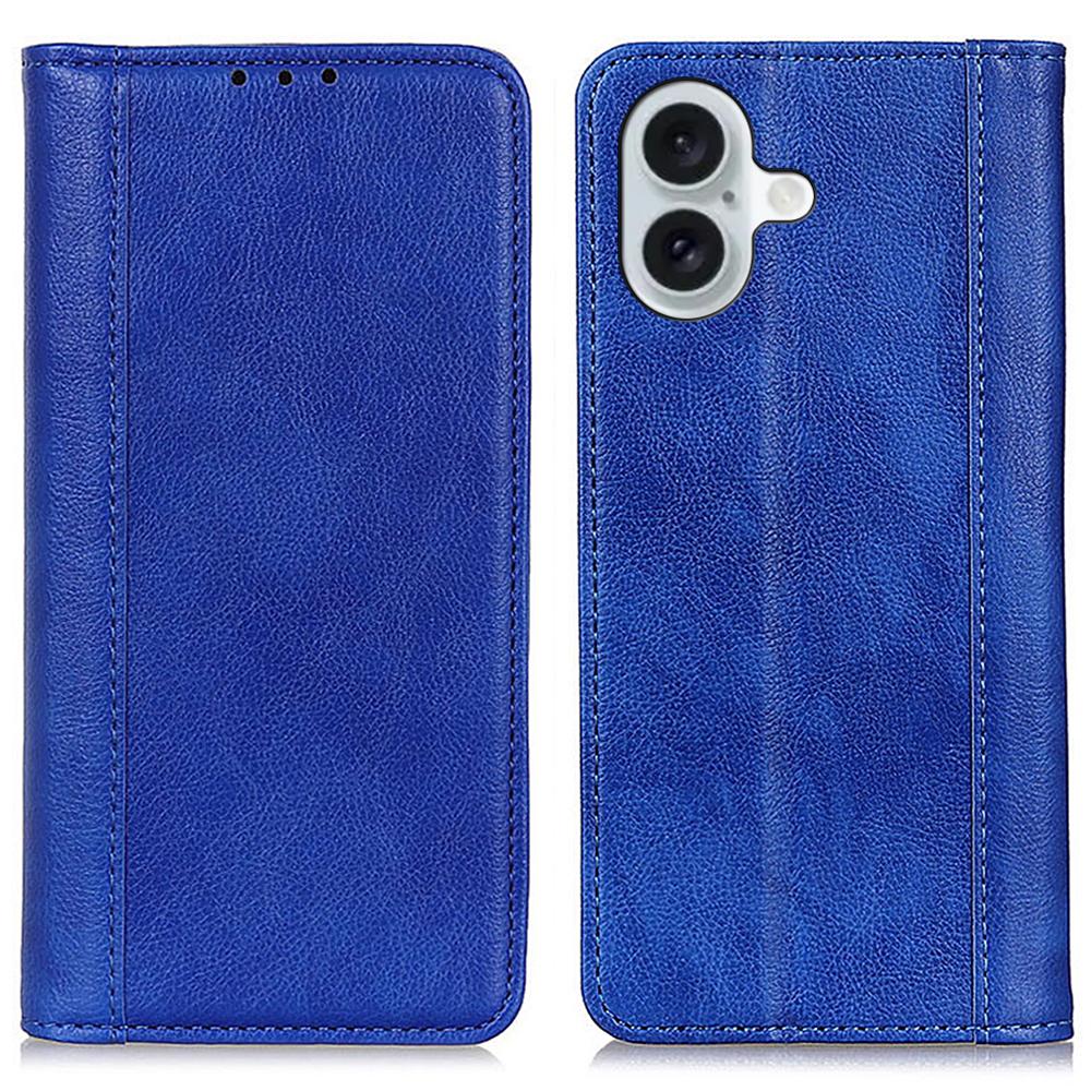 

For iPhone 16 Plus Wholesale Cases Split Leather Wallet Phone Cover Blue