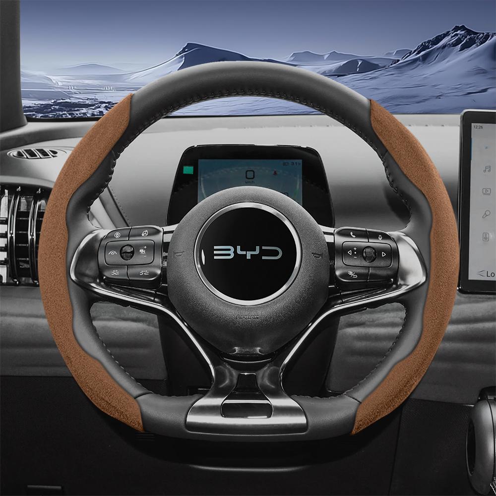 

Suitable for Byd Sports Suede Steering Wheel Covers with Split Snap-On Design for Models Such as Atto 3 2 Dolphin Seal Sealion Han Song Qin Plus Tang