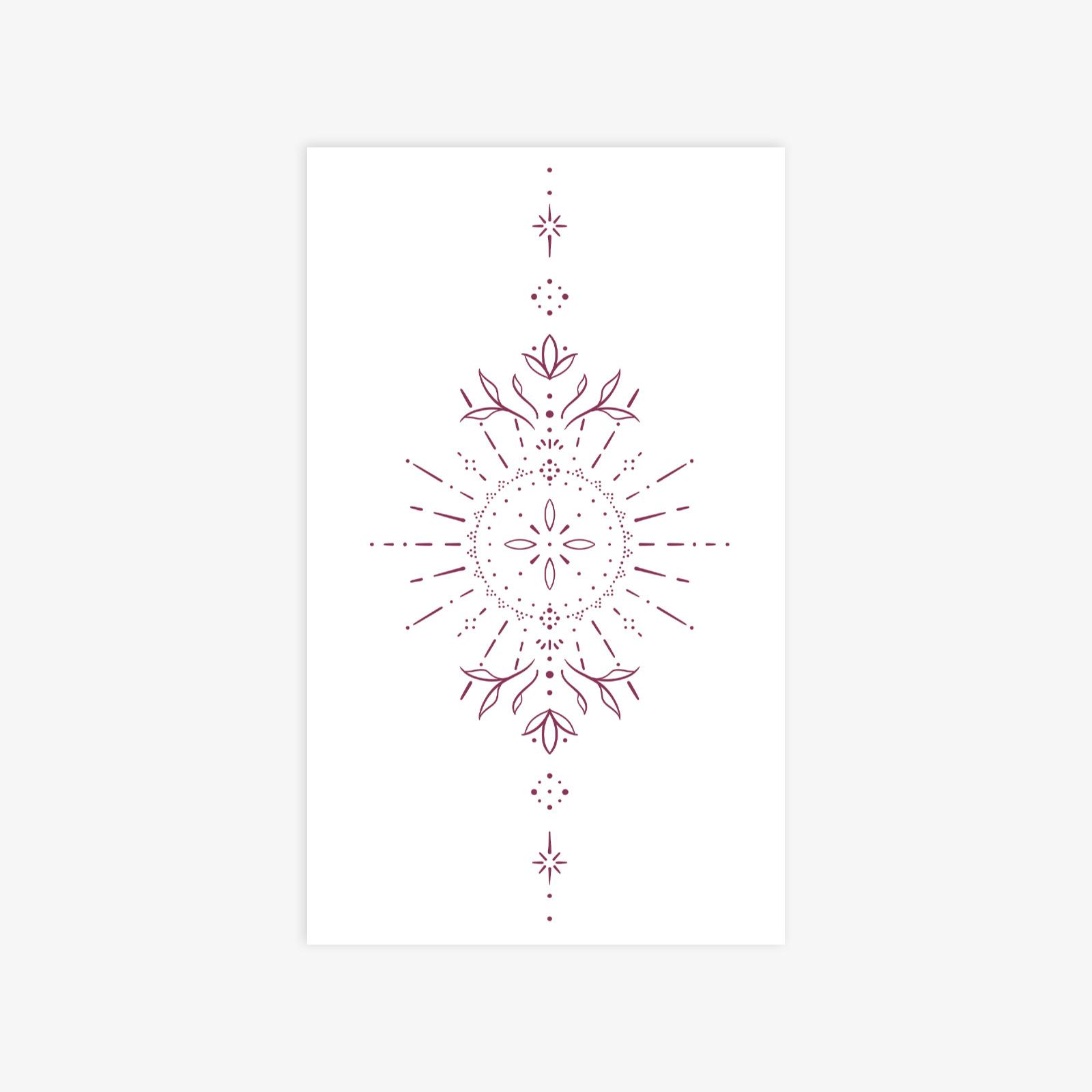 Simple Niche Tattoo Sticker Waterproof Female Long-Lasting Pink Line Flower Totem Tattoo Sticker 9*15