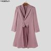 INCERUN Men Turn-down Collar Long Sleeve Irregular High Low Splits Ruffled Thin Blazer Coats