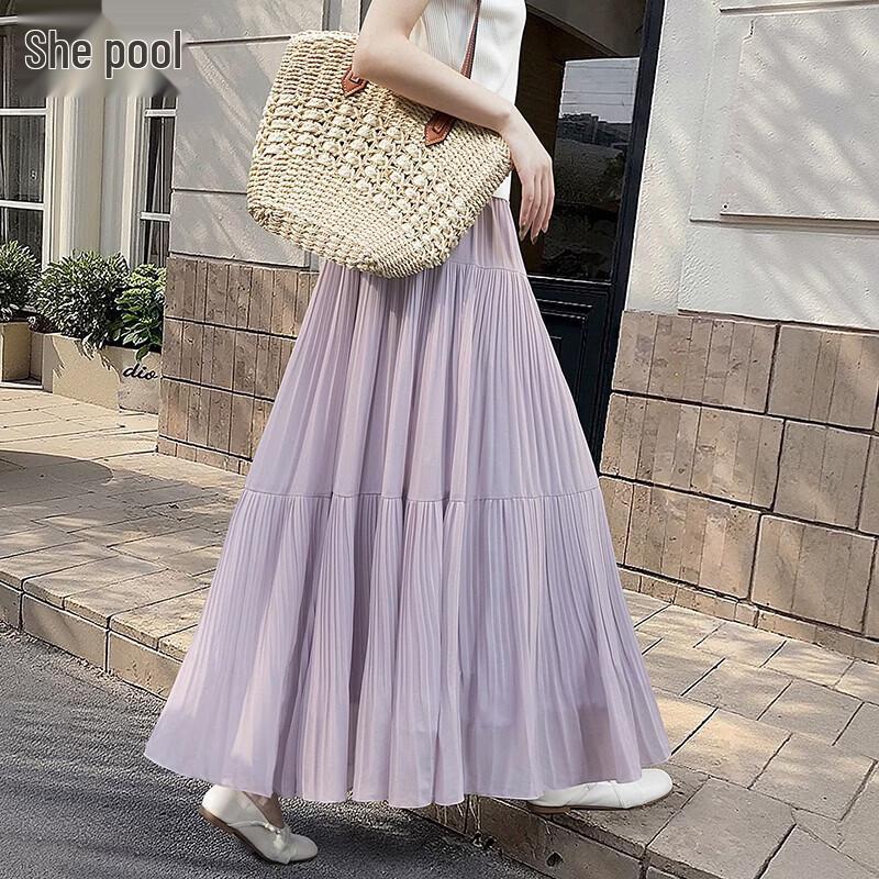 Elegant A-Line Pleated Maxi Skirt S